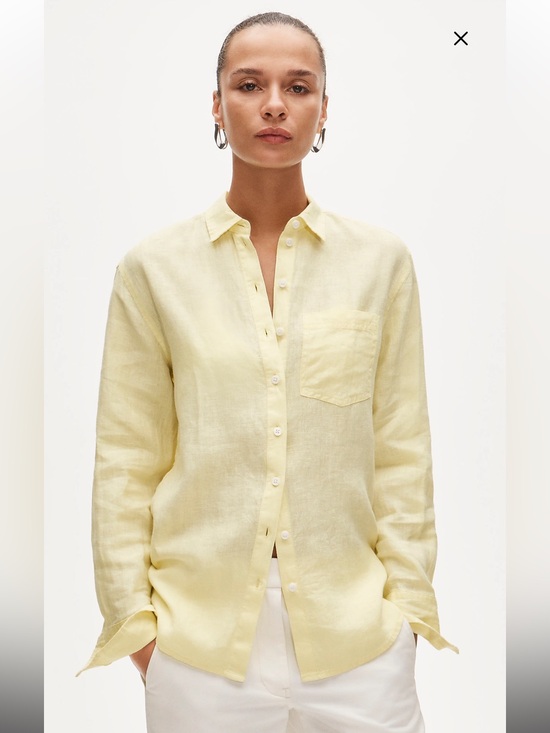 J. Crew Tops - J. Crew 100% Linen Perfect Shirt Long-Sleeve Button Down in Butter Yellow